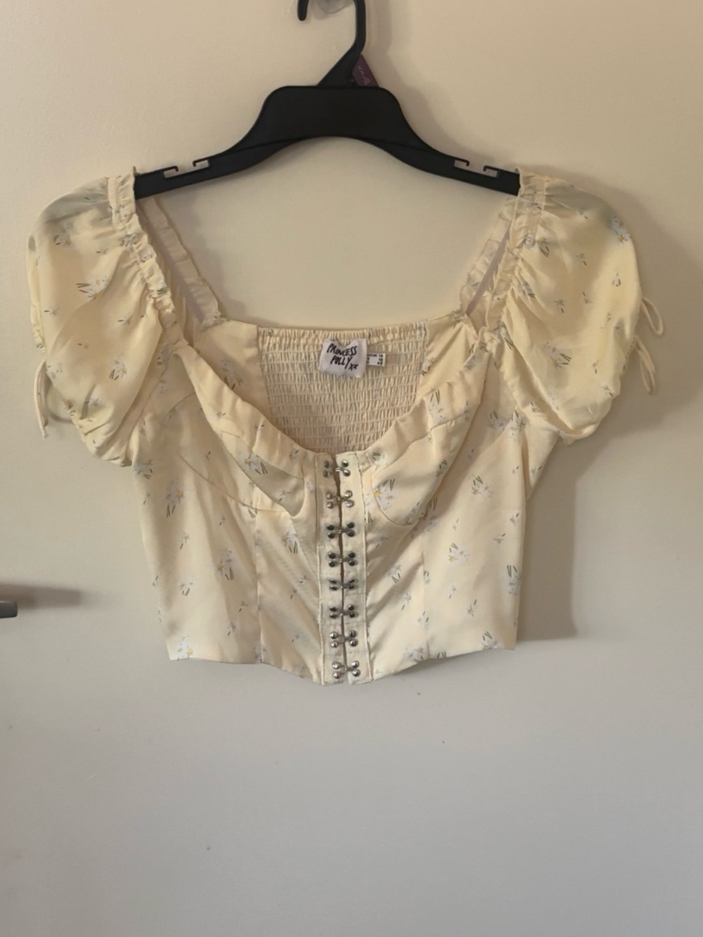 Princess Polly Pale Yellow Floral Corset Crop Top